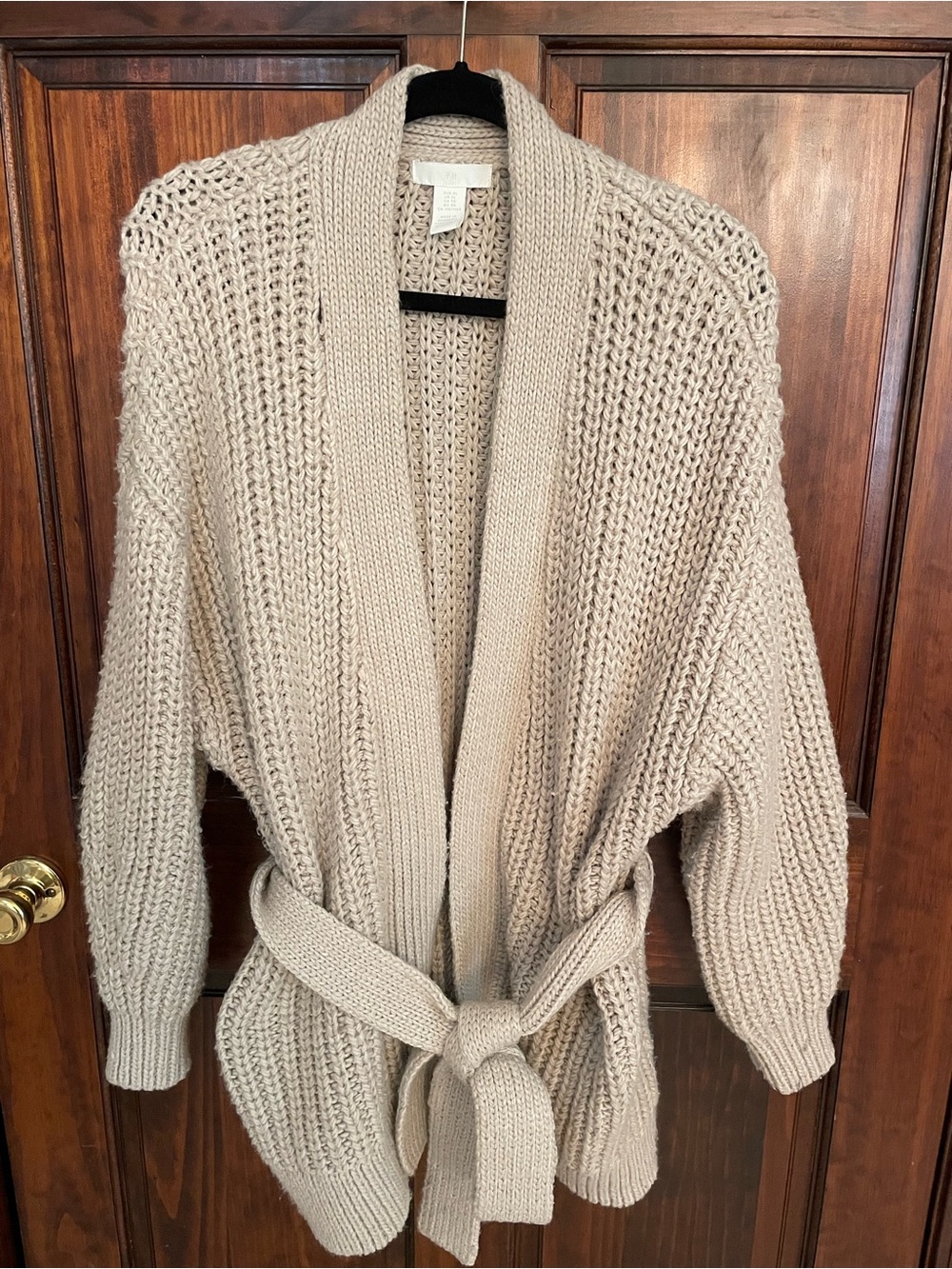 H&M Chunky Belted Cardigan Sweater - Cream